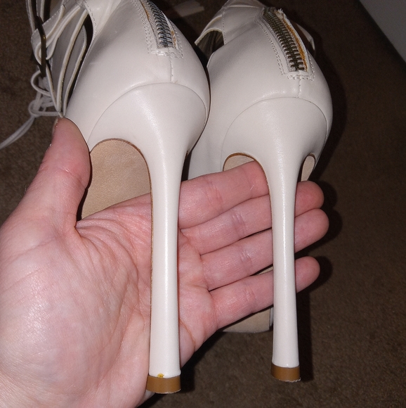 🔥 NEW size 8.5/39 Ganor Dominic Beige Leather Lace up Knee high Pumps - Picture 13 of 16